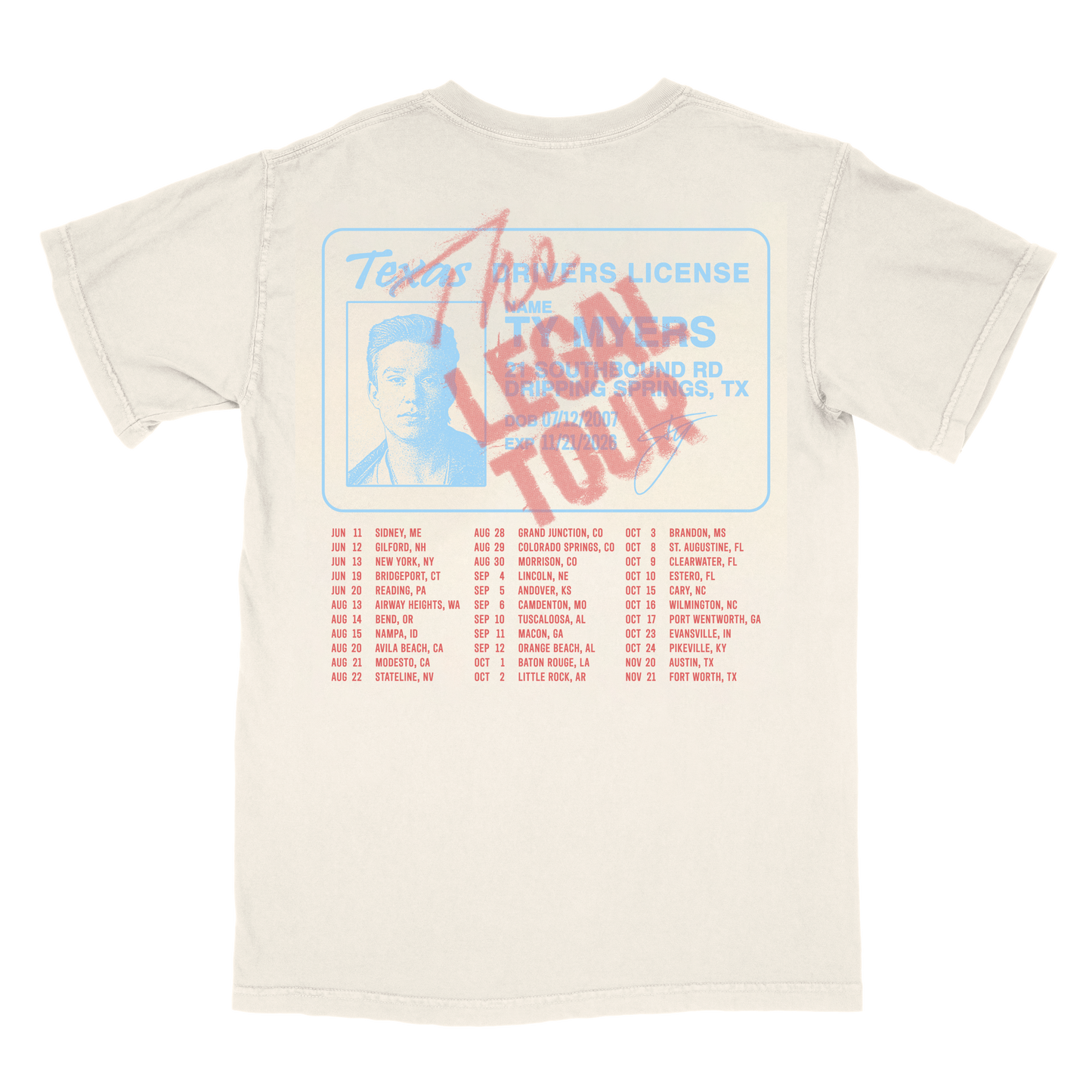 Natural 'License' Legal Tour Tee (Pre-Order)